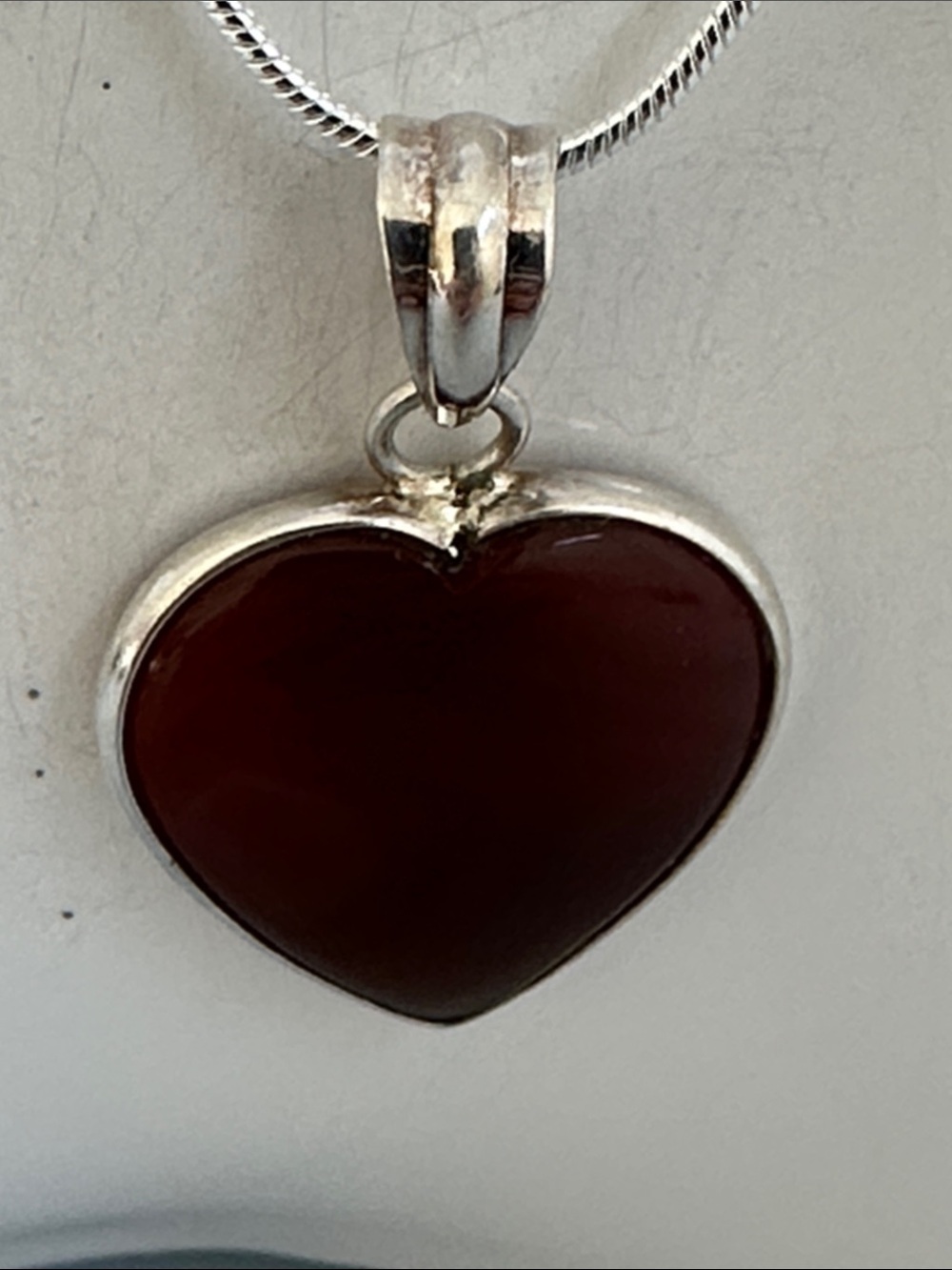 925 Sterling Silver Carnelian Heart Pendant Necklace